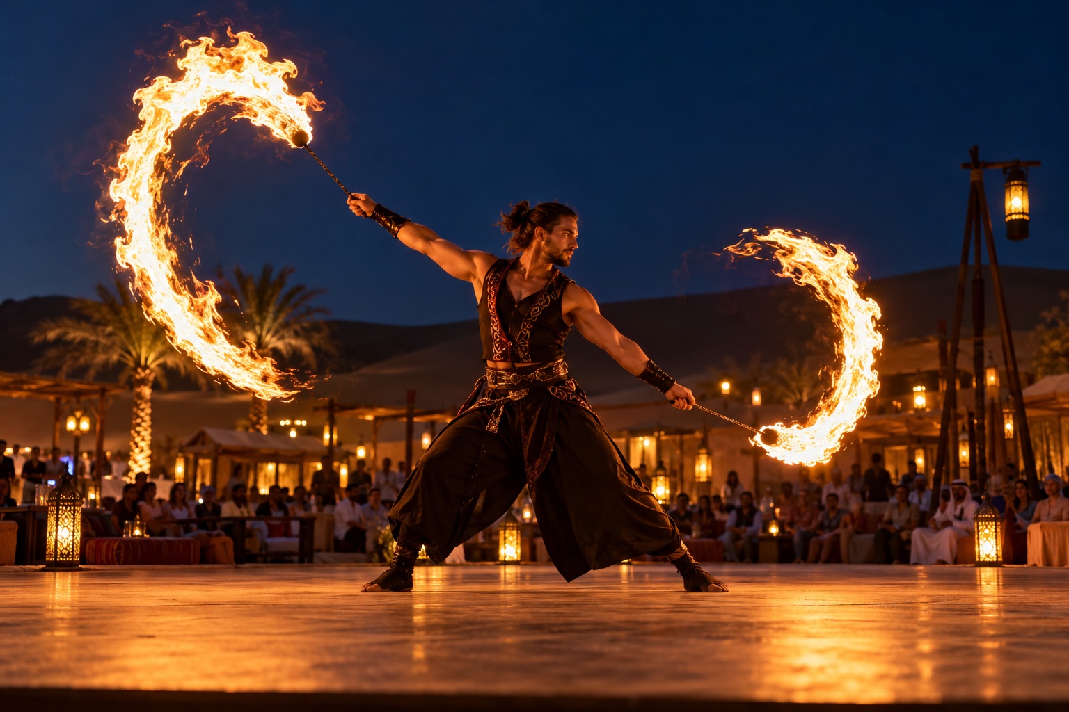 Fire Show at a desert safari camp