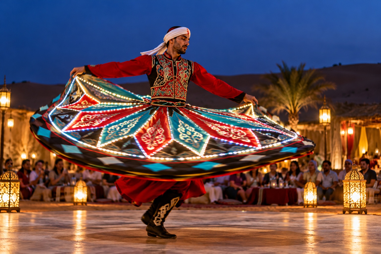 Tanoura Dance Show at a desert safari camp